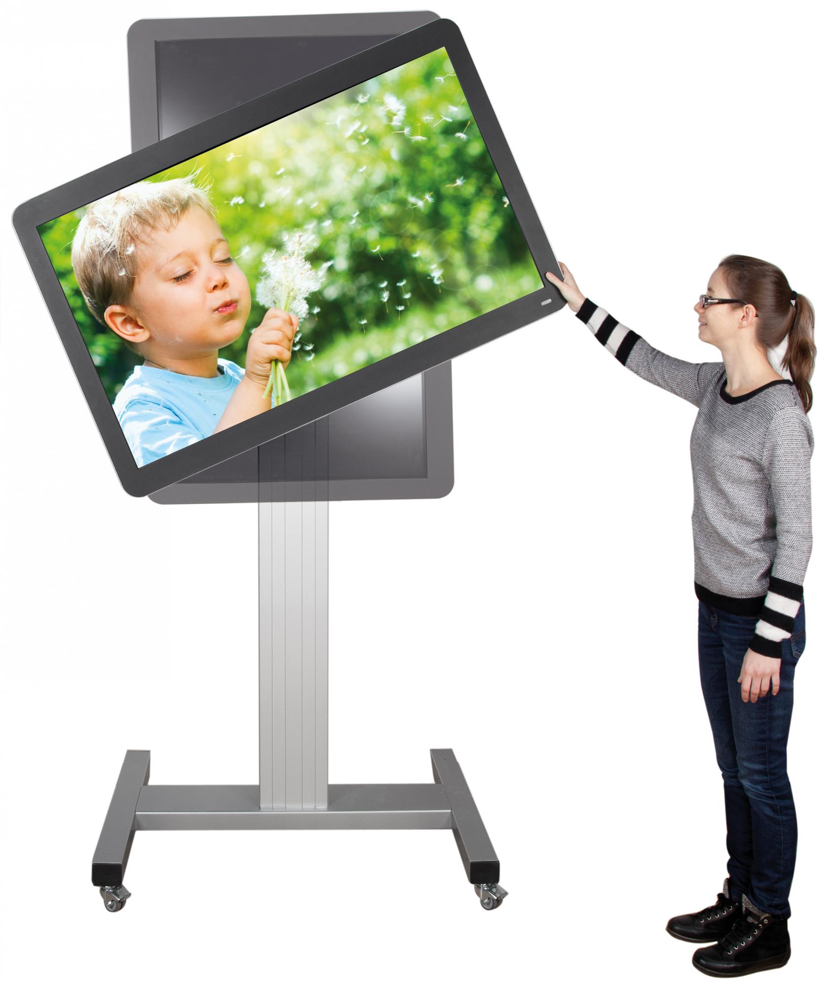 Verrijdbare, vaste TV standaard in portret of landschap modus 175 cm voor 42 tot 100 inch schermen met H-onderstel