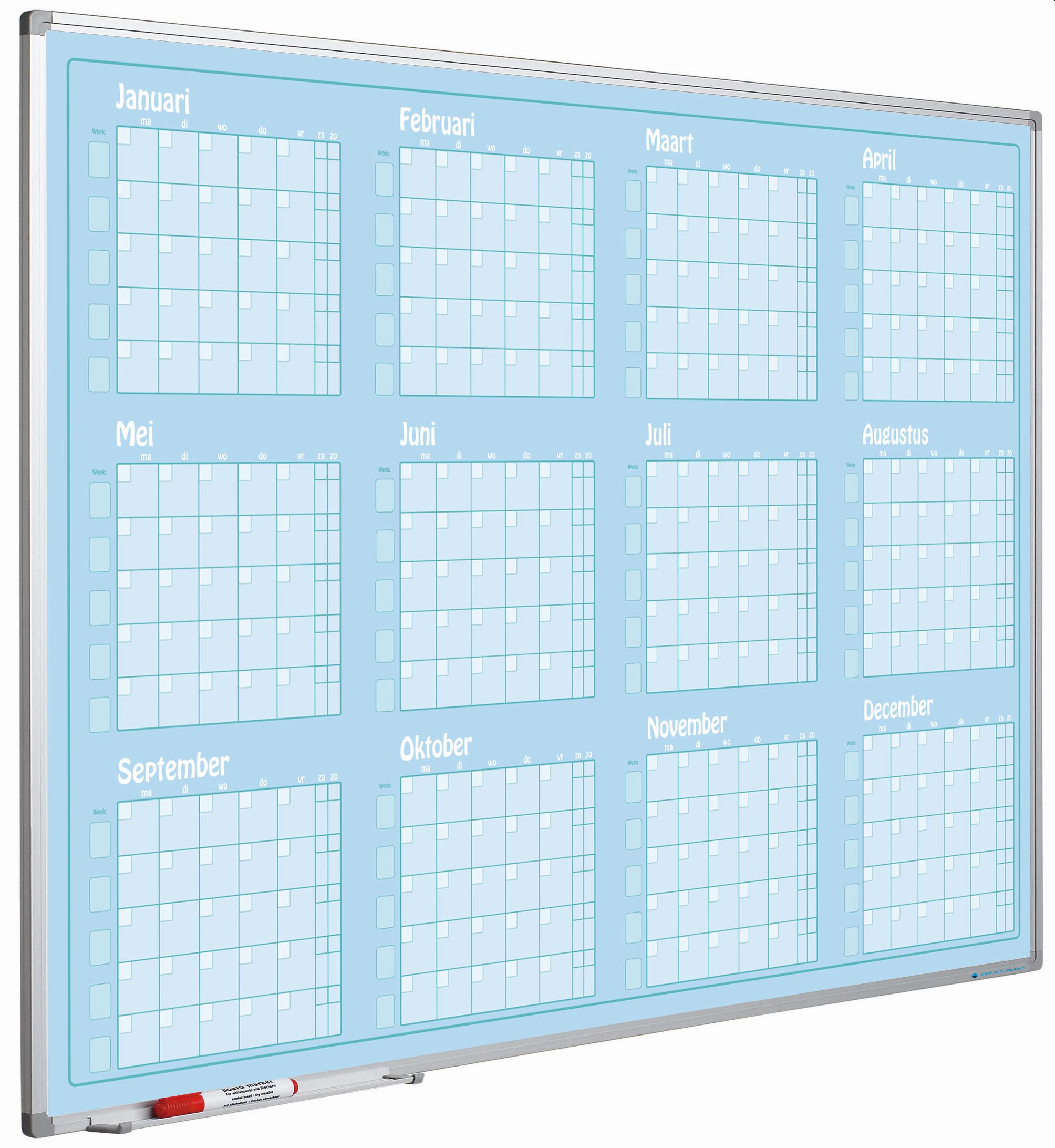 Jaarplanner blauw, Softline profiel, Jan- Dec, NL - 90x120 cm