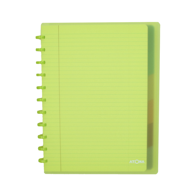 notebook, ring-bound, gelinieerd, groen, compact