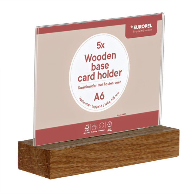 hout, kaarthouder, base, A6, wooden