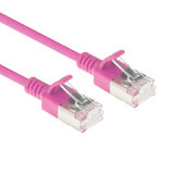 ACT Roze 2 meter LSZH U/FTP CAT6A datacenter slimline patchkabel snagless met RJ45 connectoren