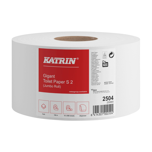 Toiletpapier Katrin Gigant S2 2-laags 600vel wit