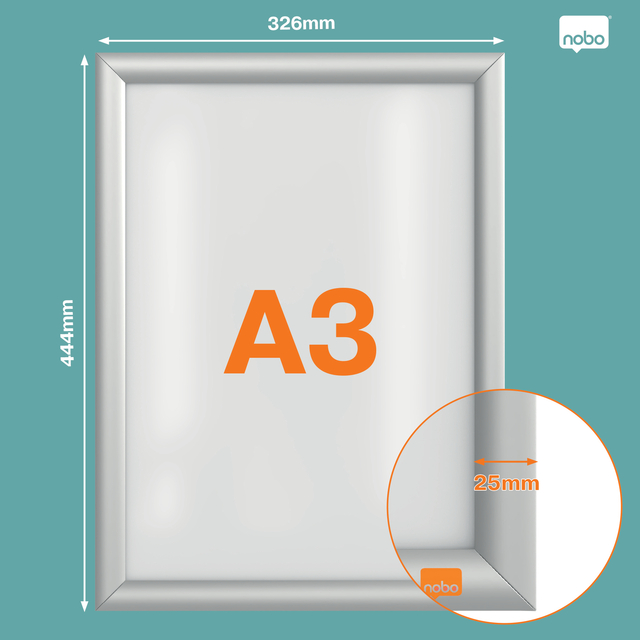 A3, poster, frame, matte, silver