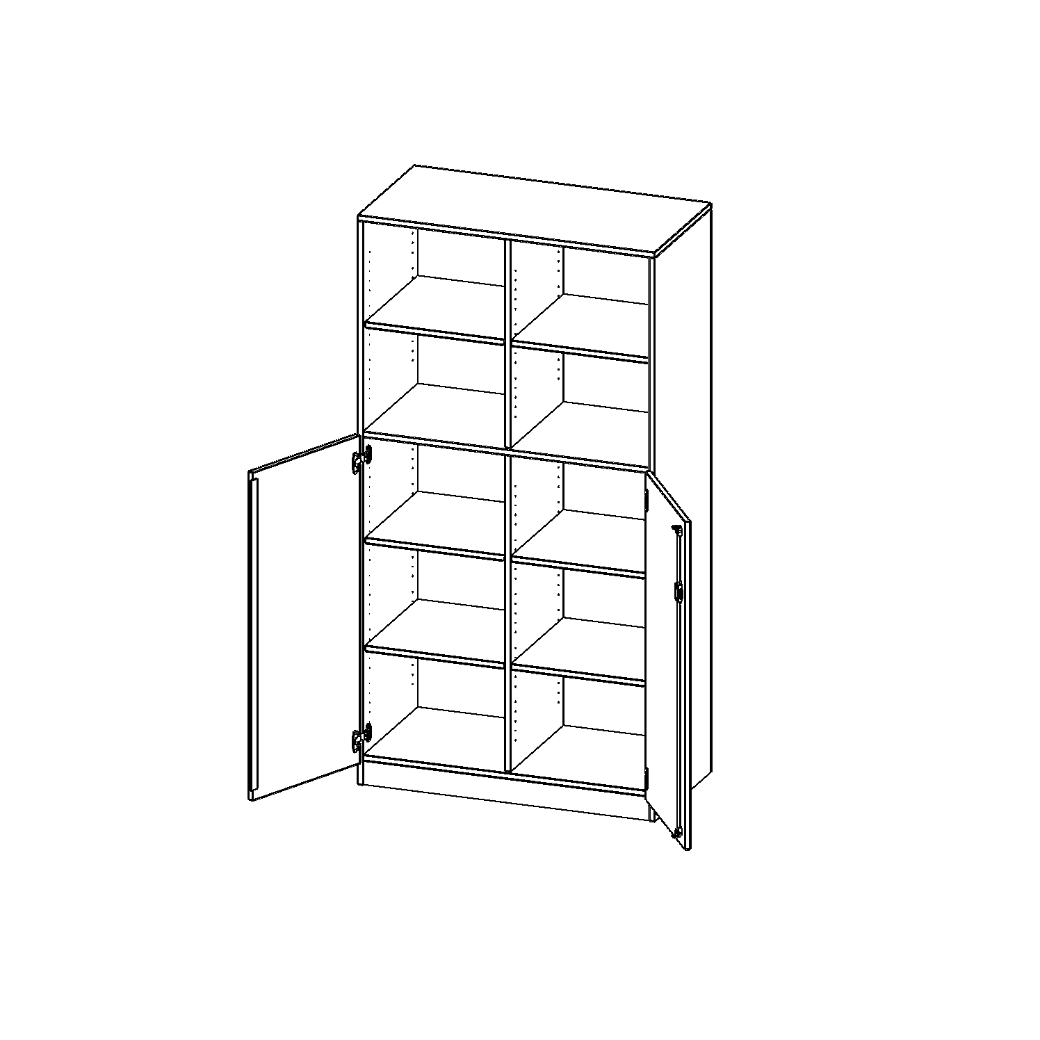Kast, 5 ordnerhoogtes, deuren onder (3 ordnerniveaus), 2 open vakken boven - evo180 serie