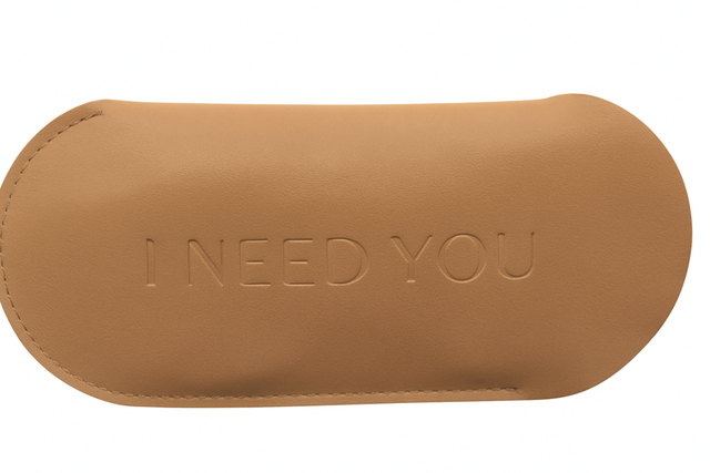 lederen hoes, sleutelhouder, opvouwbaar, neutraal bruin, I NEED YOU