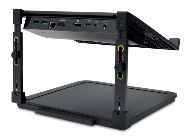 computer monitor stand, adjustable stand, VESA mount, USB ports, black color