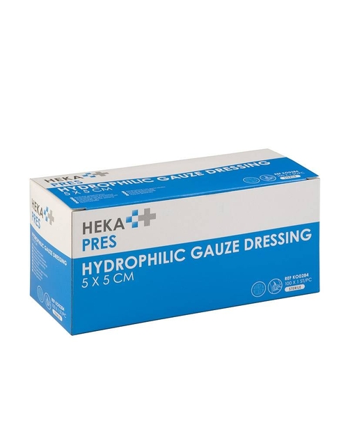 gauze dressing, hydrophilic gauze, 5x5 cm, medisch artikel, HEKA PRES