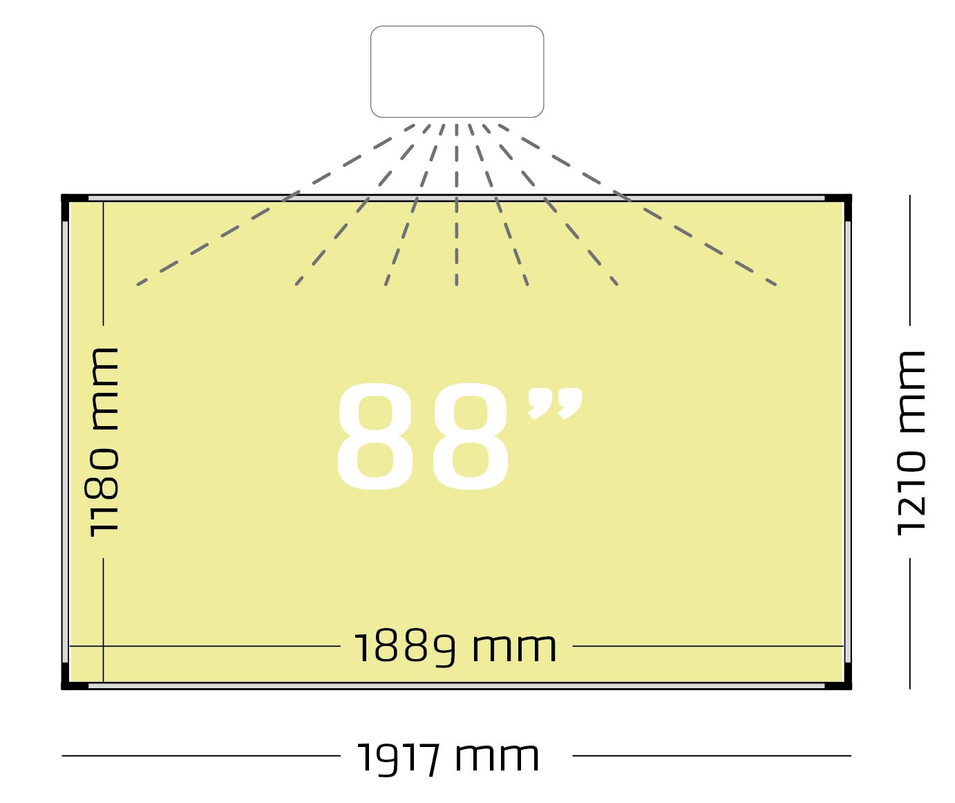 Projectiebord (16:10) ExtraFlat, Low Gloss - 120x192 cm, 88" 