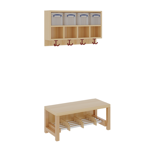 Complete kledingkast met dubbele rij planken inclusief bakken - zonder steun, tweedelig, plank voor wandmontage, aluminium rooster, optionele vakverdeling, D: 35 cm
