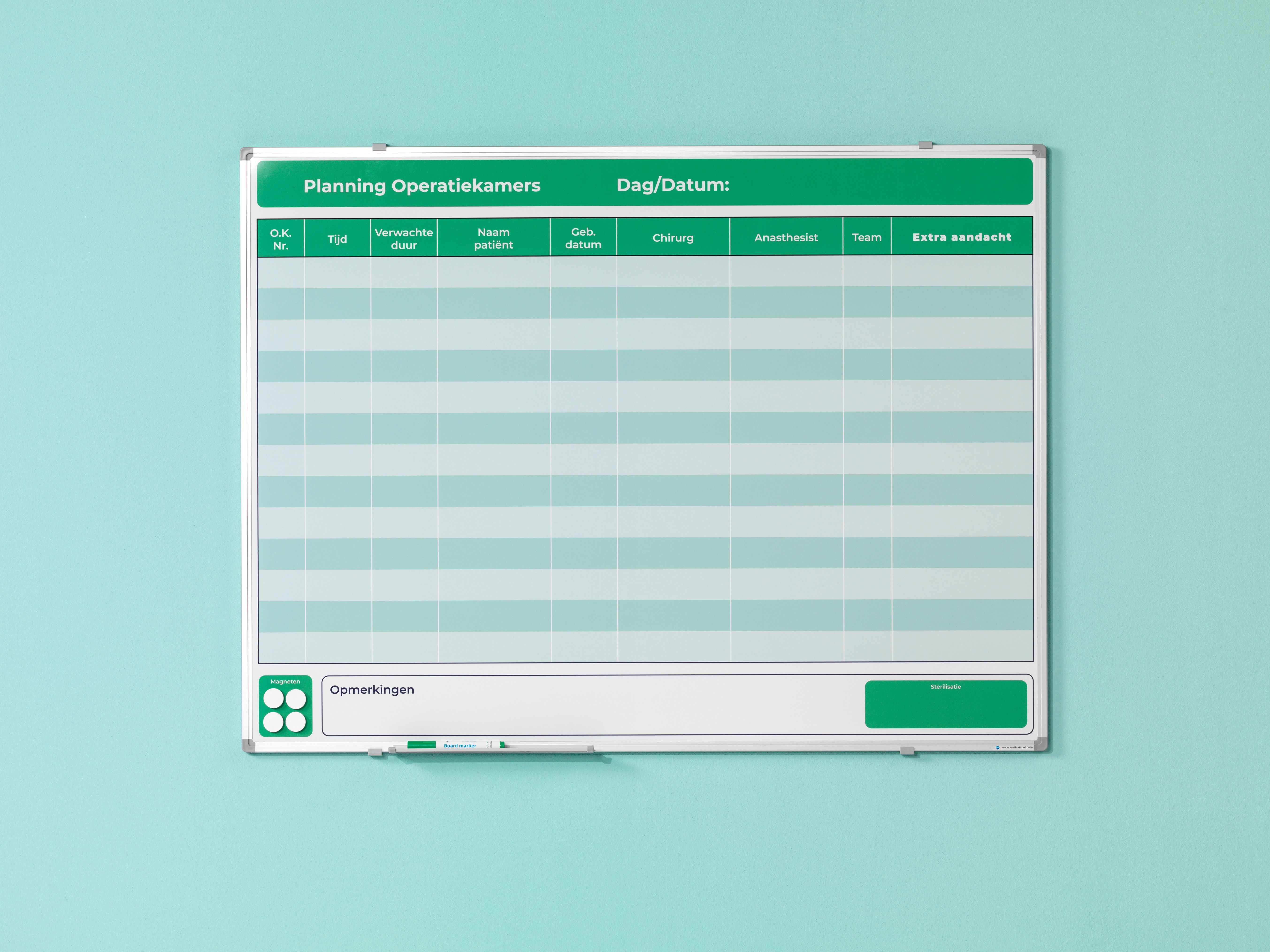 Bedrukt whitebord, Softline profiel 8mm - 100x150 cm