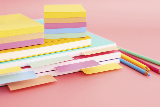 notitiesblokken, post-its, kleuren, kleurrijk, gumpost-its