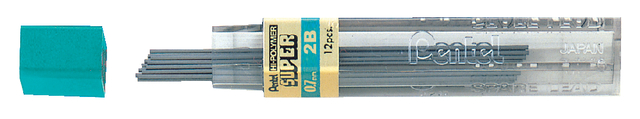 Potloodstift Pentel 2B 0.7mm zwart koker à 12 stuks