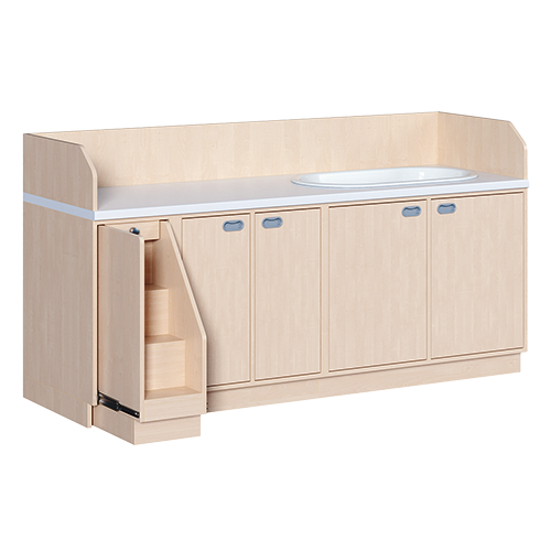 Commode, drie rijen plus ligbad