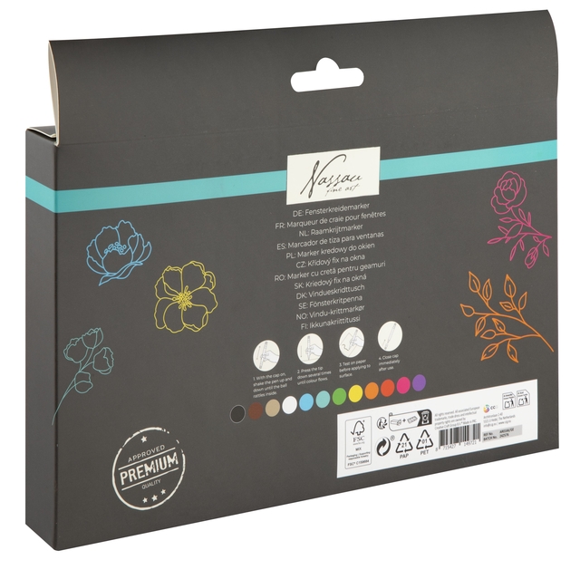 Krijt en raammarkers Nassau set à 12 kleuren