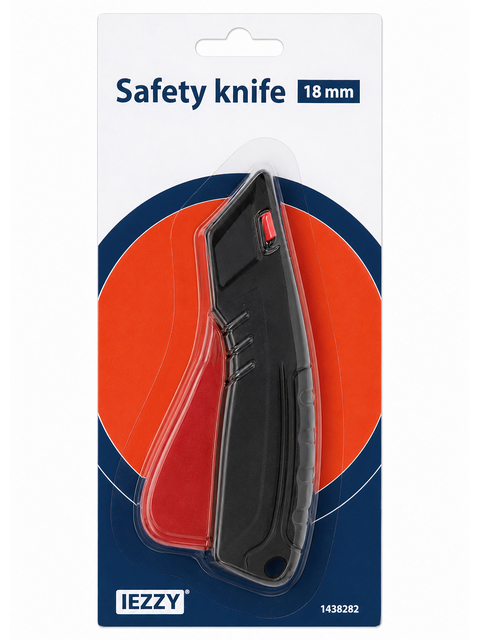Safety knife, Utility blade, 18 mm, Curved blade, Plastic sheath