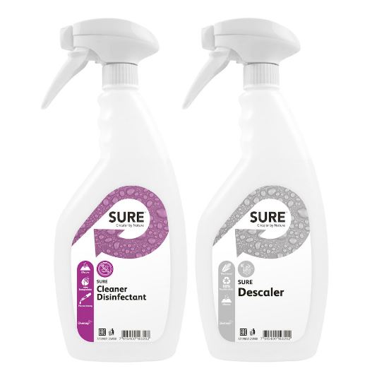 SURE Sproeiflacon leeg Disinfectant en Descaler doos 6x750ml