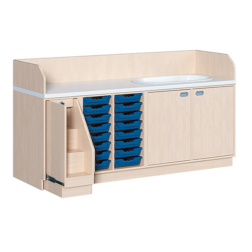 Commode, drie rijen plus ligbad