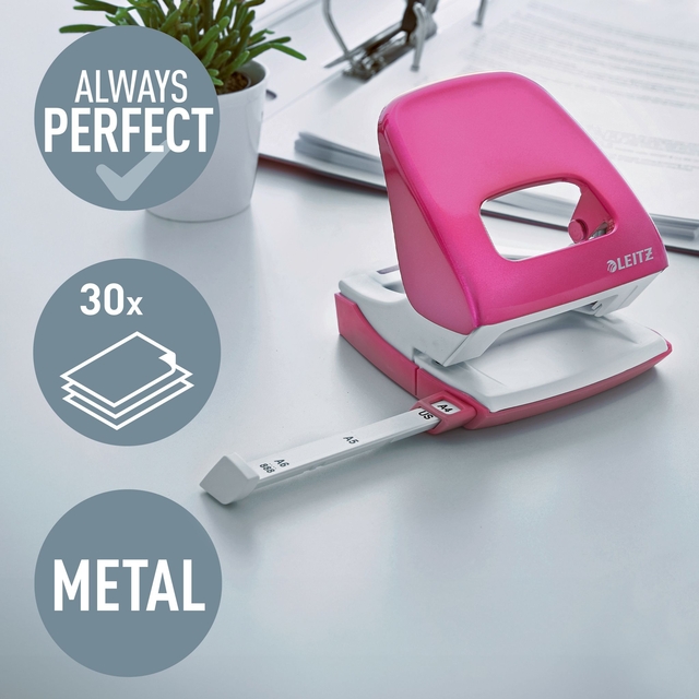 kantoorstempel, kantoor-accessoire, roze stempel, duplex stempel, metaal