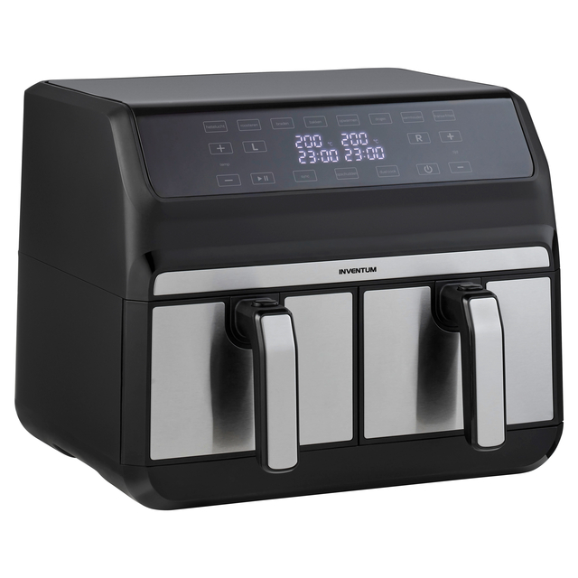 airfryer, tweevoud, digitaal, roestvrij staal, zwart
