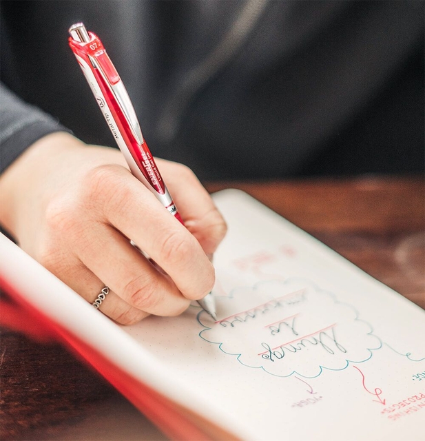 Gelschrijver Pentel BL77 Energel medium koraalroze