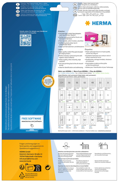 Etiket HERMA 8832 30.5x16.9mm mat wit 2400 stuks
