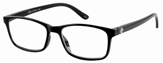 brillabel, zonnebril, kijkglas, acetaat, zwart