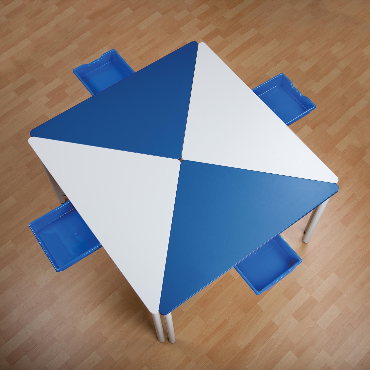Pythagoras driehoekige tafel massieve kern "Powersurf" met Ergo Tray Box