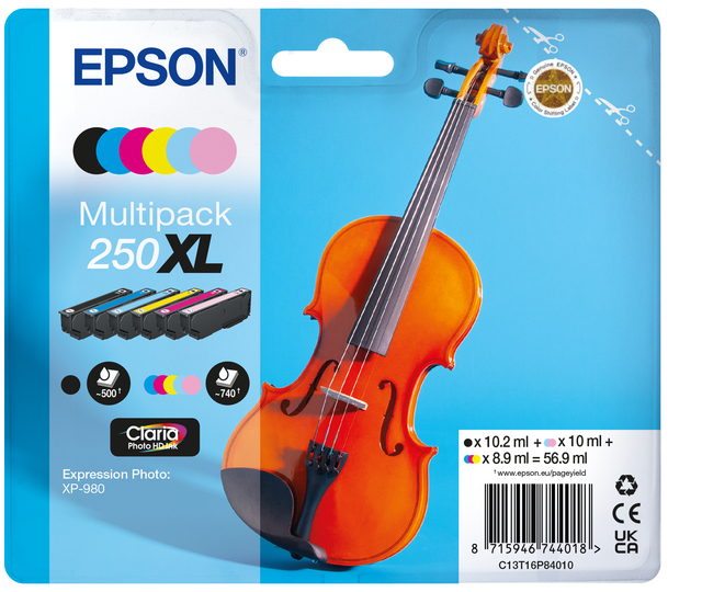 viool, instrument, kleurig, verpakking, XL inktcartridges