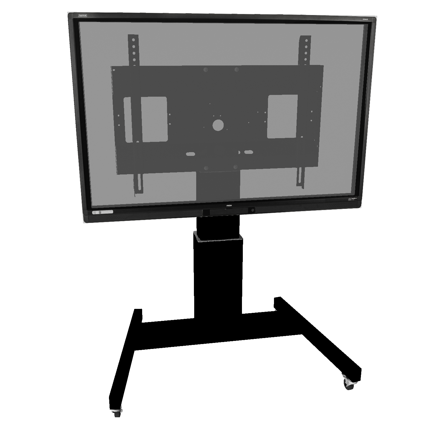 Elektrisch in hoogte verstelbare tv-trolley, verrijdbaar monitorstatief, 28 cm slag