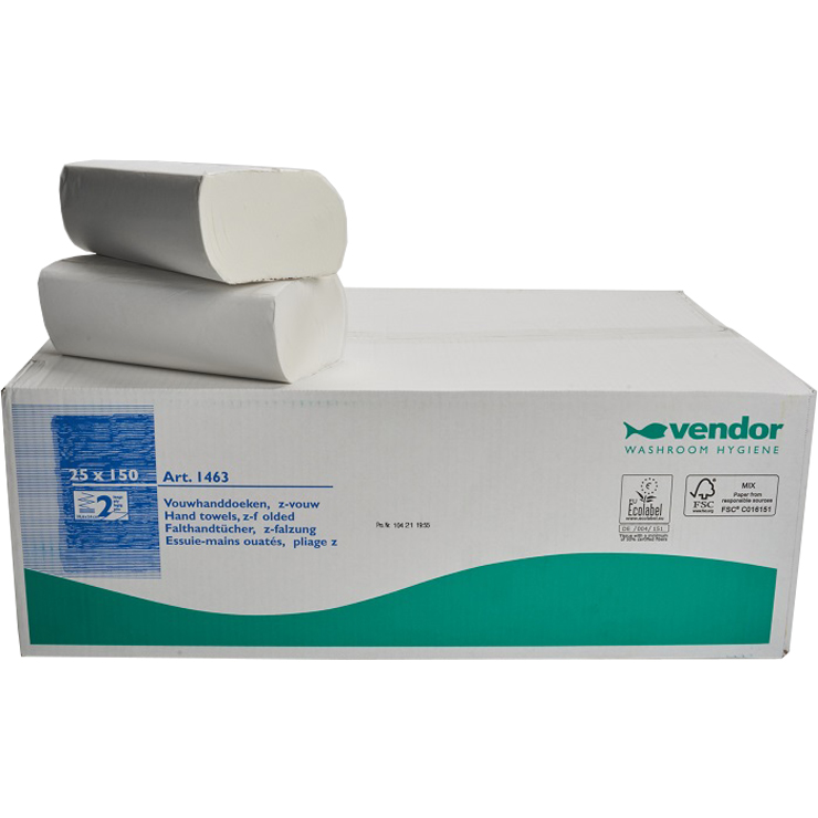 Vendor Handdoekjes Z-vouw 2lgs Tissue Wit doos 3750 st