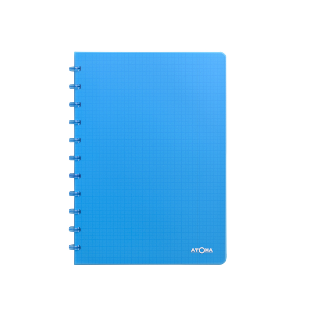 notebook, spiral-bound, blue, polypropylene cover, AtoMa brand logo, grid pattern