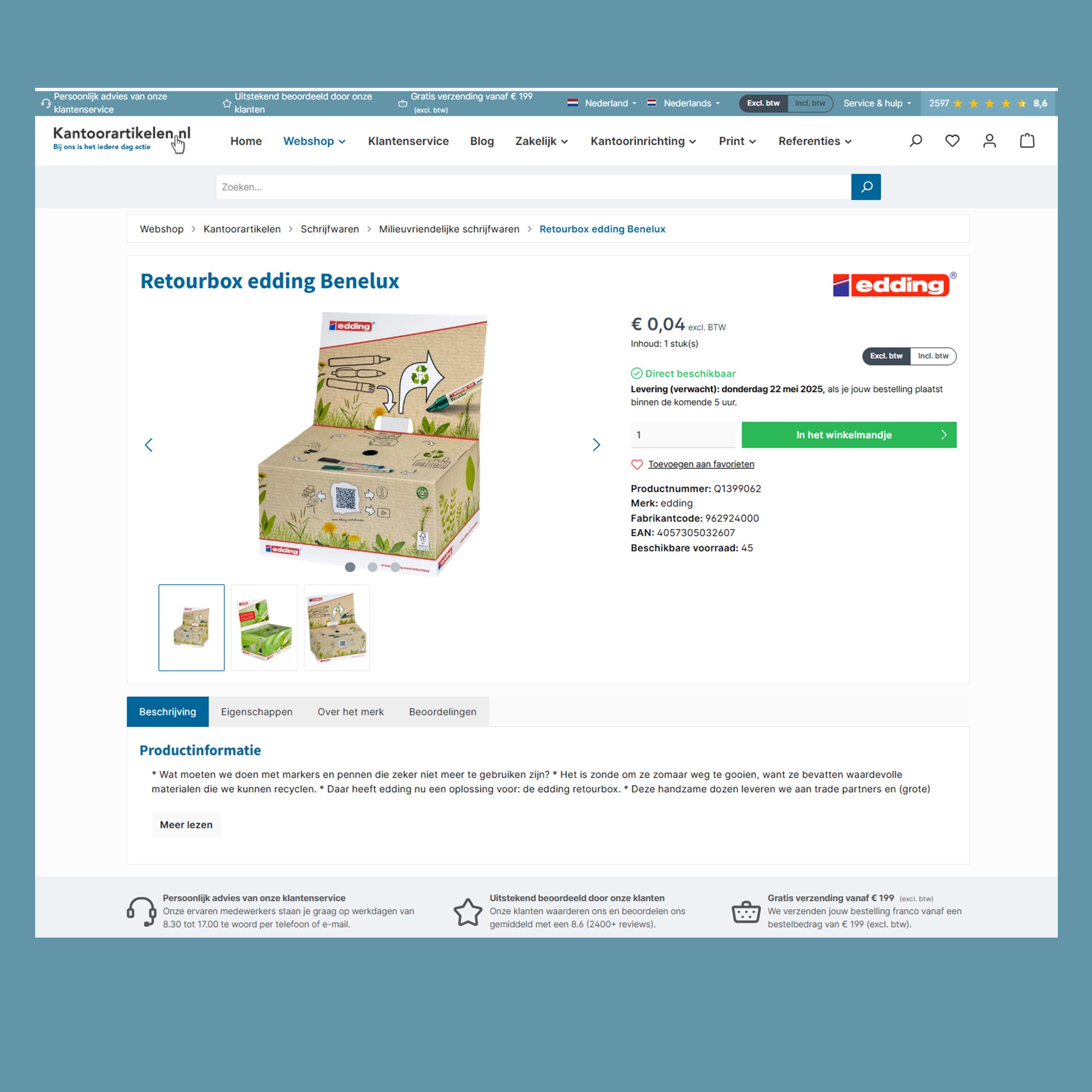 Duurzaam kantoor: Markers retourneren via Edding & KantoorArtikelen.nl Duurzaam kantoor: Markers retourneren via Edding & KantoorArtikelen.nl