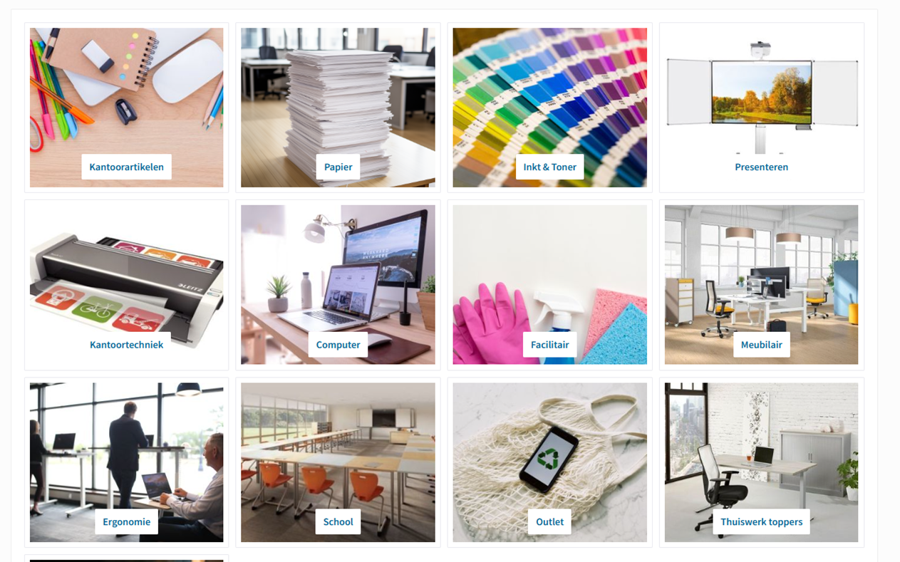 Collage categorieën bij KantoorArtikelen.nl