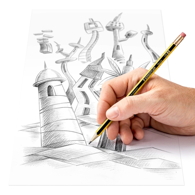 tekening, schets, potlood, landschap, kunstwerk