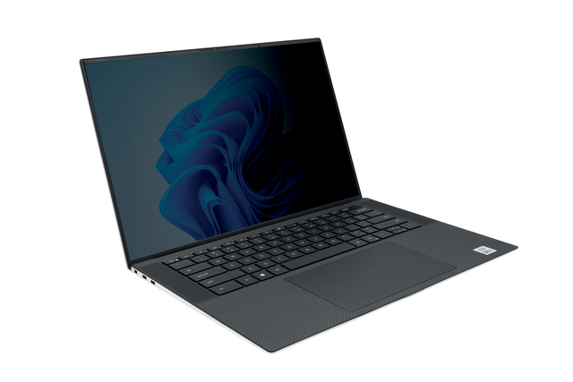 laptop, grijs, zwart toetsenbord, touchpad, dun ontwerp