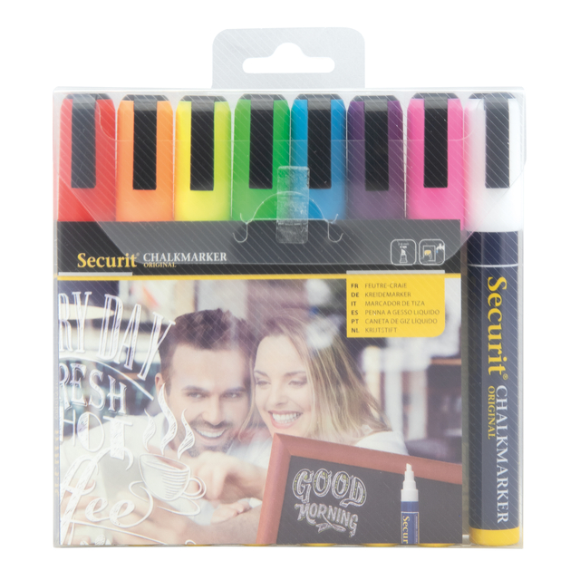 krijtmarker, highlighter, set, neon, markerpen