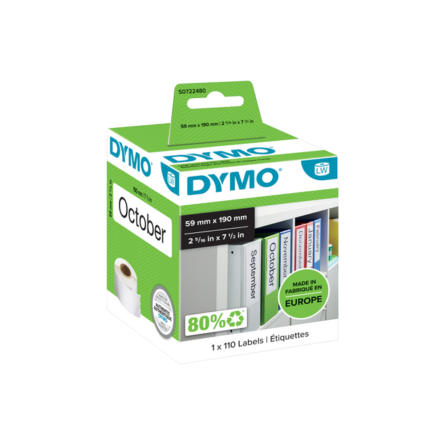 Etiket Dymo LabelWriter naamkaart ordner 59x190mm 1 rol á 110 stuks wit