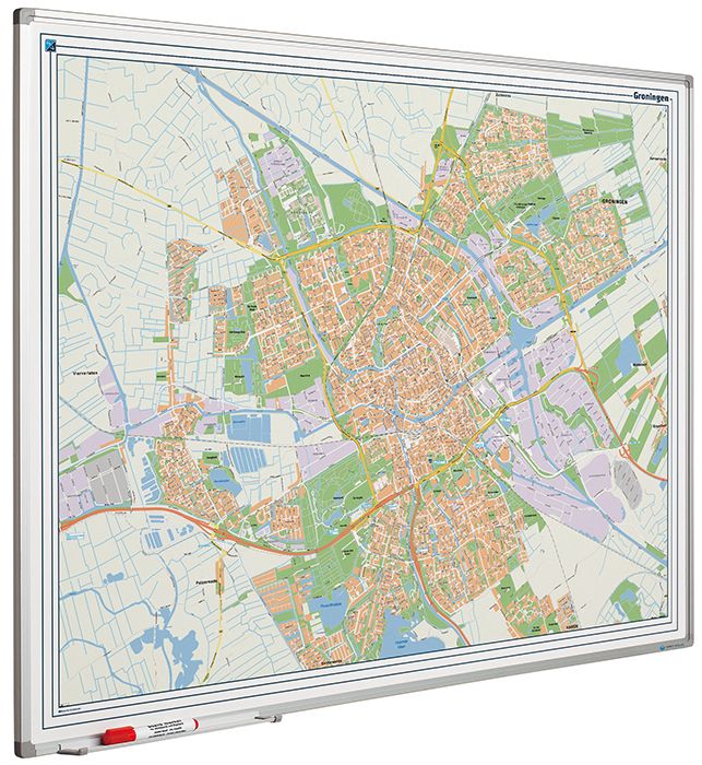 Landkaart whiteboard Softline profiel 8mm, Groningen - 100x130 cm