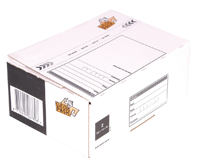 Postpakketbox 2 CleverPack 200x140x80mm wit 25stuks