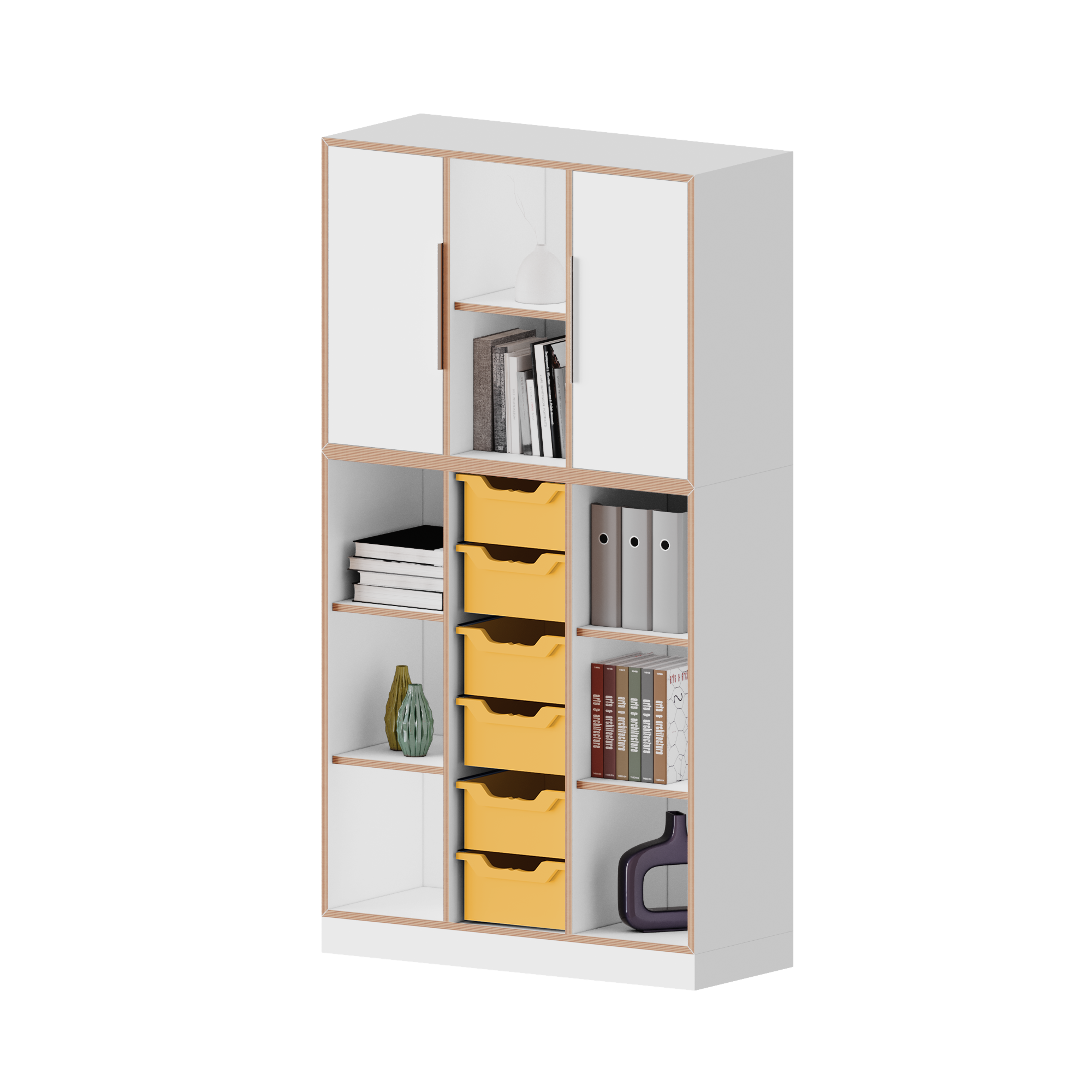 qickly® kast, 5 ordnerhoogtes, 2 deuren, 6 grote Ergo Tray bakken - B/H/D: 104,2x176x42,6 cm