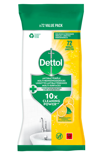 Reinigingsdoekjes Dettol antibacterieël Citrus 72st