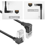 ACT Zwarte 2 meter U/FTP CAT6A LSZH Slimline patchkabel met RJ45 connectoren 90° haaks beneden naar 90° haaks boven
