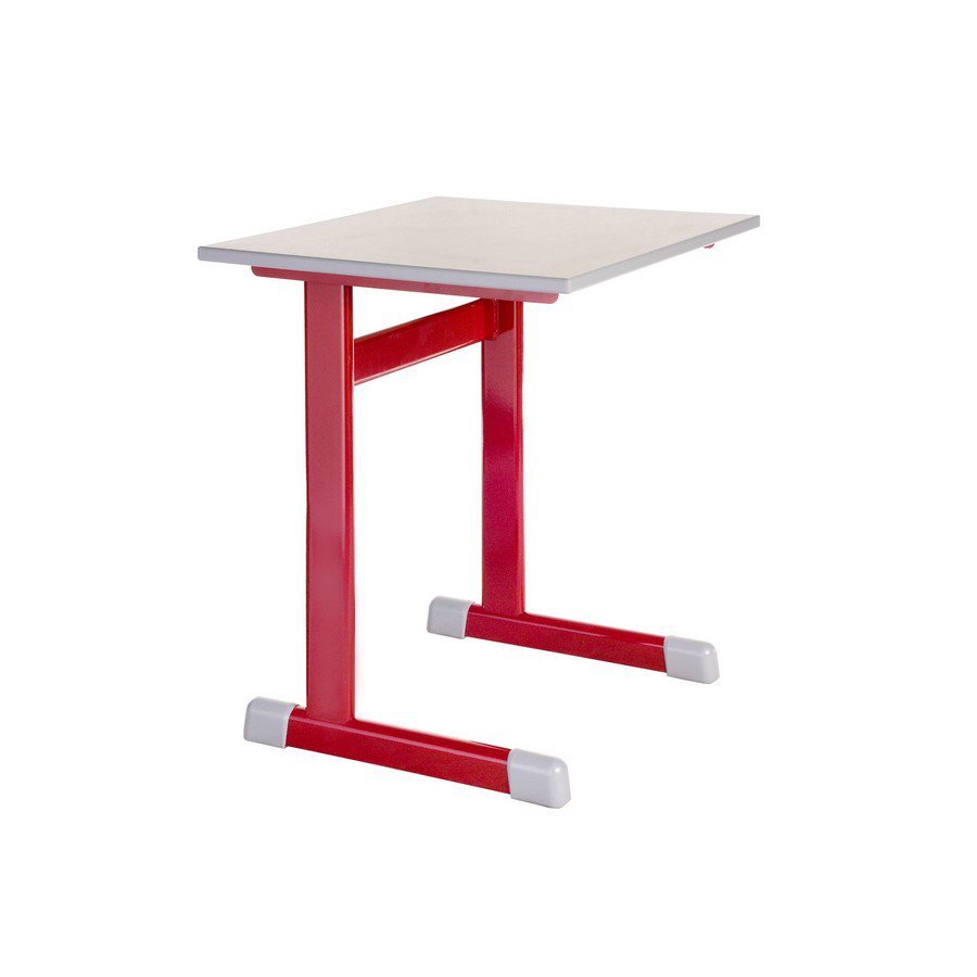 1-persoons leerlingtafel 55 cm diep, 76 cm hoog, volkern-tafelblad PowerSurf en Ergo Tray box - Model T