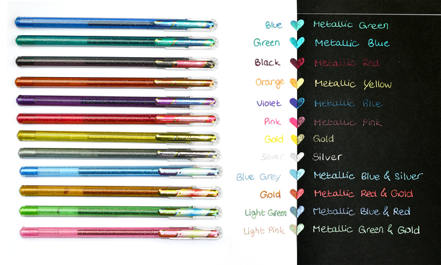 kleurpotloden, gekleurde potloden, metallische afwerking, assortiment kleuren, potloodset