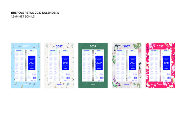 kalender, 2027, brepols, bloemmotief, plattegrond