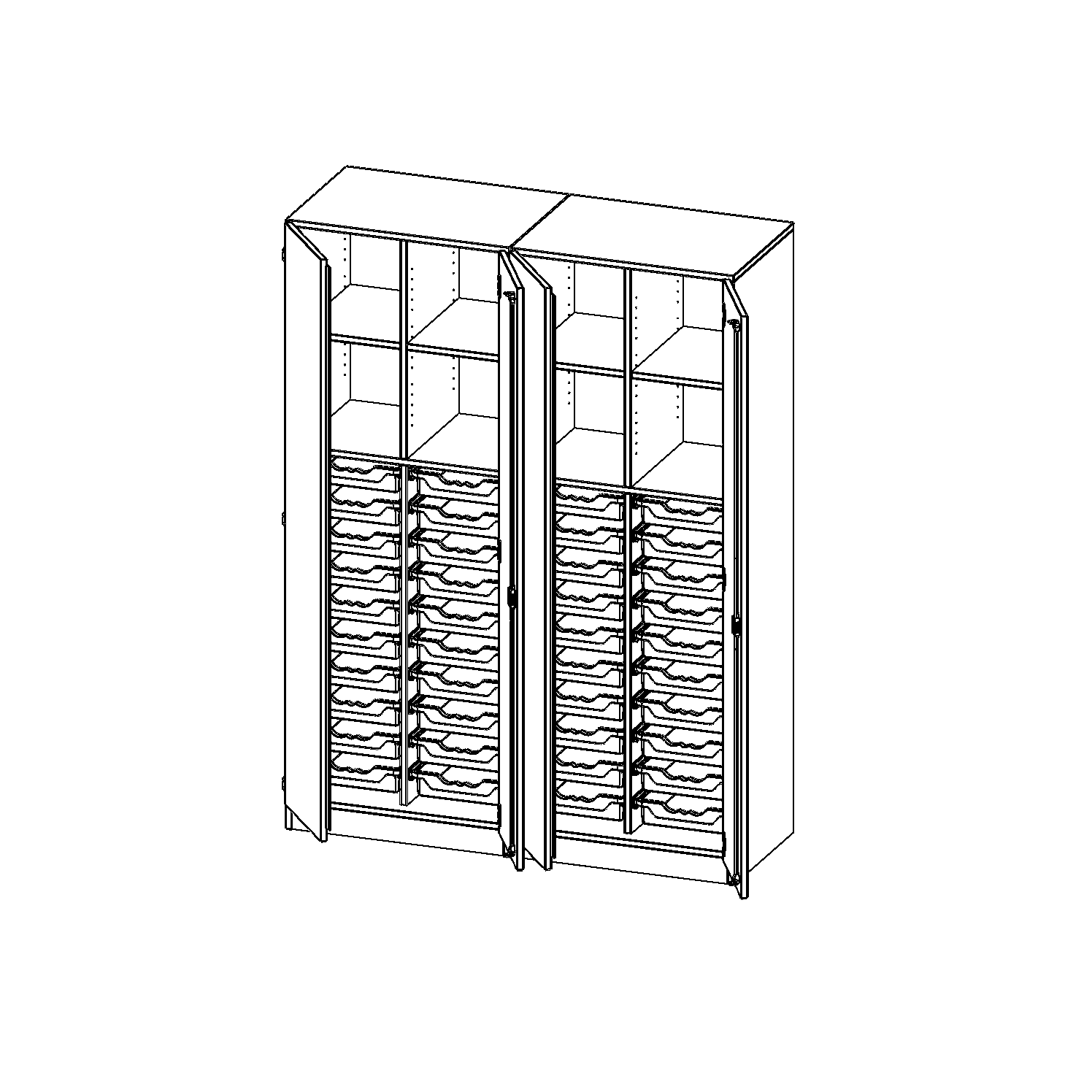 ErgoTray kast, tweedelig, vier rijen, 5 ordnerhoogtes - evo180 serie