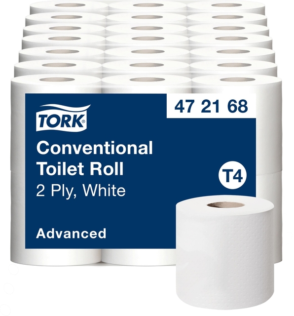 toiletrol, conventioneel, 2-ply, wit, papierrol