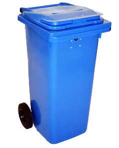Mini-Container 120 ltr Blauw met papiergleuf en slot