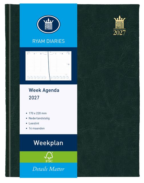 weekplanner, notitieboek, agenda, 2027, fsc