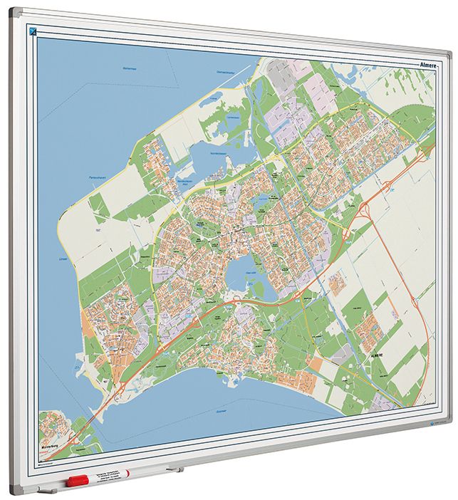 Landkaart whiteboard Softline profiel 8mm, Almere - 100x130 cm